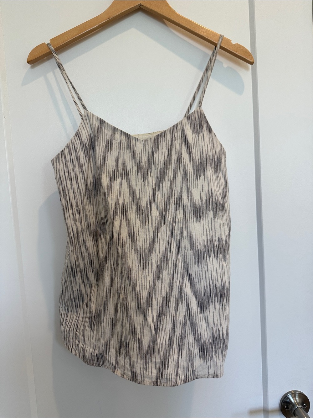 Theory Black and White Ikat-Print Silk Camisole
